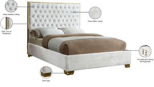 Lana Velvet / Engineered Wood / Foam Contemporary White Velvet Full Bed - 59" W x 81.5" D x 58.5" H