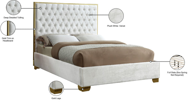 Lana Velvet / Engineered Wood / Foam Contemporary White Velvet Full Bed - 59" W x 81.5" D x 58.5" H