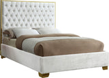 Lana Velvet / Engineered Wood / Foam Contemporary White Velvet Full Bed - 59" W x 81.5" D x 58.5" H