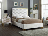 Lana Velvet / Engineered Wood / Foam Contemporary White Velvet Full Bed - 59" W x 81.5" D x 58.5" H