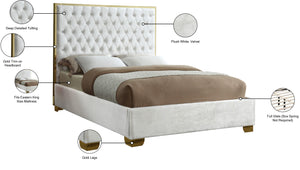 Lana Velvet / Engineered Wood / Foam Contemporary White Velvet King Bed - 80.5" W x 86" D x 58.5" H