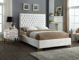 Lana Velvet / Engineered Wood / Foam Contemporary White Velvet King Bed - 80.5" W x 86" D x 58.5" H