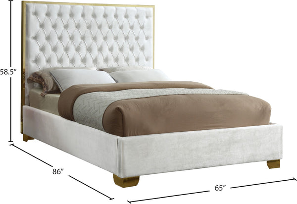Lana Velvet / Engineered Wood / Foam Contemporary White Velvet Queen Bed - 65" W x 86" D x 58.5" H
