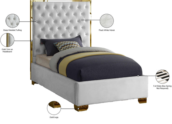 Lana Velvet / Engineered Wood / Foam Contemporary White Velvet Twin Bed - 44" W x 81.5" D x 58.5" H