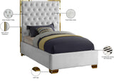 Lana Velvet / Engineered Wood / Foam Contemporary White Velvet Twin Bed - 44" W x 81.5" D x 58.5" H