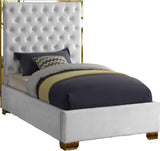 Lana Velvet / Engineered Wood / Foam Contemporary White Velvet Twin Bed - 44" W x 81.5" D x 58.5" H