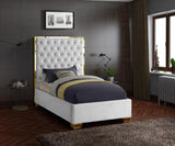 Lana Velvet / Engineered Wood / Foam Contemporary White Velvet Twin Bed - 44" W x 81.5" D x 58.5" H