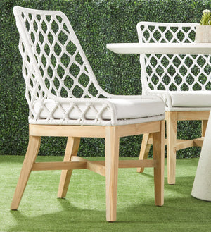 Essentials for Living Woven Lattis Outdoor Dining Chair 6803.WHT/WHT/GT