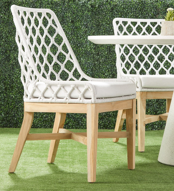Essentials for Living Woven Lattis Outdoor Dining Chair 6803.WHT/WHT/GT