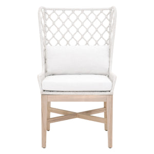 Essentials for Living Woven Lattis Outdoor Wing Chair 6804.WHT/WHT/GT