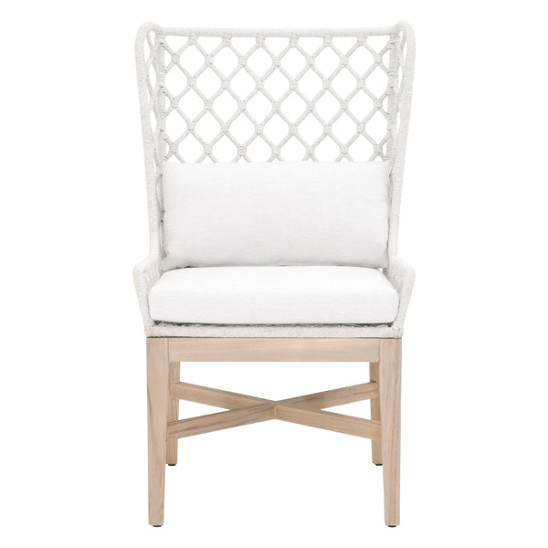Essentials for Living Woven Lattis Outdoor Wing Chair 6804.WHT/WHT/GT
