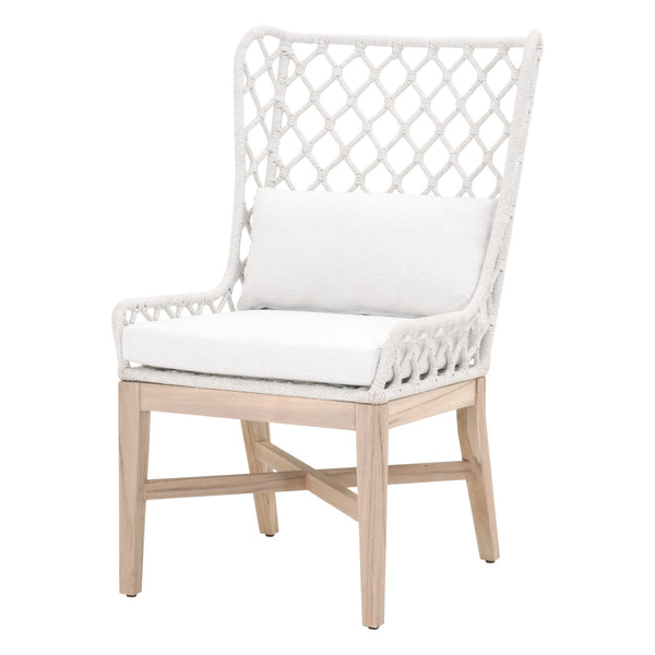 Essentials for Living Woven Lattis Outdoor Wing Chair 6804.WHT/WHT/GT
