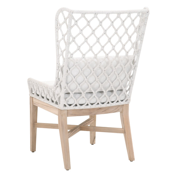 Essentials for Living Woven Lattis Outdoor Wing Chair 6804.WHT/WHT/GT