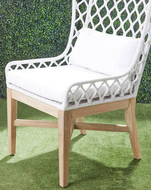 Essentials for Living Woven Lattis Outdoor Wing Chair 6804.WHT/WHT/GT