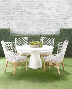 Essentials for Living Woven Lattis Outdoor Wing Chair 6804.WHT/WHT/GT