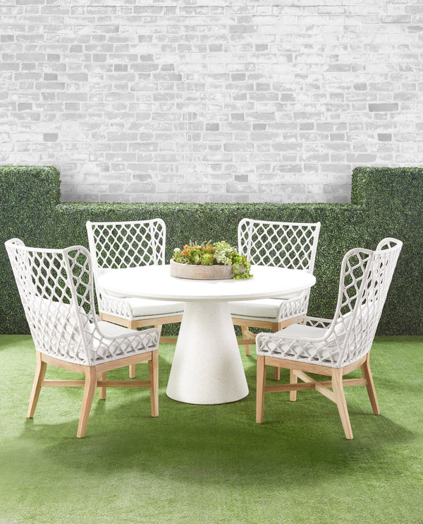 Essentials for Living Woven Lattis Outdoor Wing Chair 6804.WHT/WHT/GT