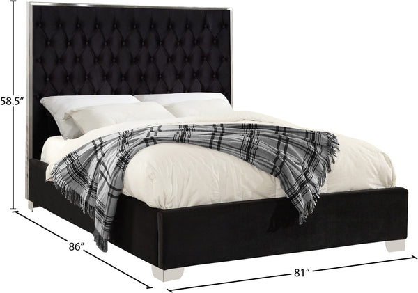 Lexi Velvet / Engineered Wood / Metal / Foam Contemporary Black Velvet King Bed - 80.5" W x 86" D x 58.5" H