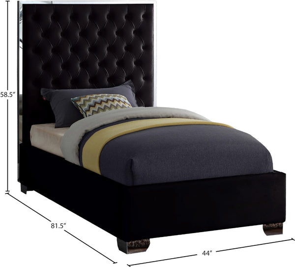 Lexi Velvet / Engineered Wood / Metal / Foam Contemporary Black Velvet Twin Bed - 44" W x 81.5" D x 58.5" H