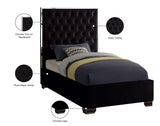 Lexi Velvet / Engineered Wood / Metal / Foam Contemporary Black Velvet Twin Bed - 44" W x 81.5" D x 58.5" H