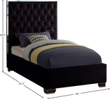 Lexi Velvet / Engineered Wood / Metal / Foam Contemporary Black Velvet Twin Bed - 44" W x 81.5" D x 58.5" H