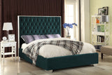 Lexi Velvet / Engineered Wood / Metal / Foam Contemporary Green Velvet Full Bed - 59" W x 81.5" D x 58.5" H