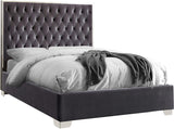 Lexi Velvet / Engineered Wood / Metal / Foam Contemporary Grey Velvet King Bed - 80.5" W x 86" D x 58.5" H