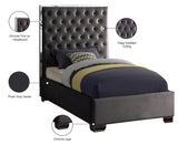 Lexi Velvet / Engineered Wood / Metal / Foam Contemporary Grey Velvet Twin Bed - 44" W x 81.5" D x 58.5" H