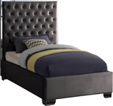 Lexi Velvet / Engineered Wood / Metal / Foam Contemporary Grey Velvet Twin Bed - 44" W x 81.5" D x 58.5" H