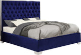 Lexi Velvet / Engineered Wood / Metal / Foam Contemporary Navy Velvet Full Bed - 59" W x 81.5" D x 58.5" H