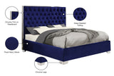 Lexi Velvet / Engineered Wood / Metal / Foam Contemporary Navy Velvet King Bed - 80.5" W x 86" D x 58.5" H