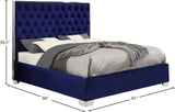 Lexi Velvet / Engineered Wood / Metal / Foam Contemporary Navy Velvet King Bed - 80.5" W x 86" D x 58.5" H