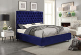 Lexi Velvet / Engineered Wood / Metal / Foam Contemporary Navy Velvet King Bed - 80.5" W x 86" D x 58.5" H