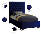 Lexi Velvet / Engineered Wood / Metal / Foam Contemporary Navy Velvet Twin Bed - 44" W x 81.5" D x 58.5" H