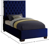 Lexi Velvet / Engineered Wood / Metal / Foam Contemporary Navy Velvet Twin Bed - 44" W x 81.5" D x 58.5" H