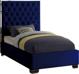 Lexi Velvet / Engineered Wood / Metal / Foam Contemporary Navy Velvet Twin Bed - 44" W x 81.5" D x 58.5" H