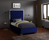 Lexi Velvet / Engineered Wood / Metal / Foam Contemporary Navy Velvet Twin Bed - 44" W x 81.5" D x 58.5" H