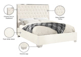 Lexi Velvet / Engineered Wood / Metal / Foam Contemporary White Velvet Full Bed - 59" W x 81.5" D x 58.5" H