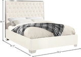 Lexi Velvet / Engineered Wood / Metal / Foam Contemporary White Velvet Full Bed - 59" W x 81.5" D x 58.5" H