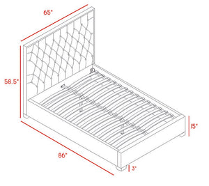 Lexi Velvet / Engineered Wood / Metal / Foam Contemporary White Velvet Queen Bed - 65" W x 86" D x 58.5" H