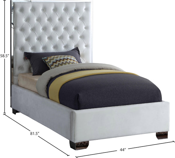 Lexi Velvet / Engineered Wood / Metal / Foam Contemporary White Velvet Twin Bed - 44" W x 81.5" D x 58.5" H