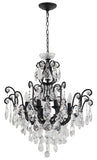 Bethel Matte Black Chandelier in Iron & Crystal & Glass