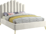 Lily Velvet / Engineered Wood / Steel Contemporary Cream Velvet Full Bed - 59.5" W x 82" D x 62" H