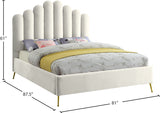 Lily Velvet / Engineered Wood / Steel Contemporary Cream Velvet King Bed - 81" W x 87.5" D x 62" H