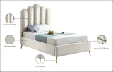 Lily Velvet / Engineered Wood / Steel Contemporary Cream Velvet Twin Bed - 44" W x 82" D x 62" H