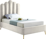 Lily Velvet / Engineered Wood / Steel Contemporary Cream Velvet Twin Bed - 44" W x 82" D x 62" H