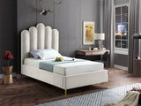 Lily Velvet / Engineered Wood / Steel Contemporary Cream Velvet Twin Bed - 44" W x 82" D x 62" H