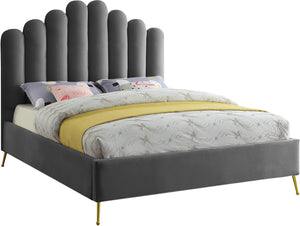 Lily Velvet / Engineered Wood / Steel Contemporary Grey Velvet Full Bed - 59.5" W x 82" D x 62" H