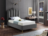 Lily Velvet / Engineered Wood / Steel Contemporary Grey Velvet Twin Bed - 44" W x 82" D x 62" H