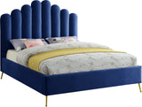 Lily Velvet / Engineered Wood / Steel Contemporary Navy Velvet Full Bed - 59.5" W x 82" D x 62" H