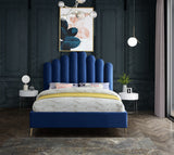 Lily Velvet / Engineered Wood / Steel Contemporary Navy Velvet Full Bed - 59.5" W x 82" D x 62" H